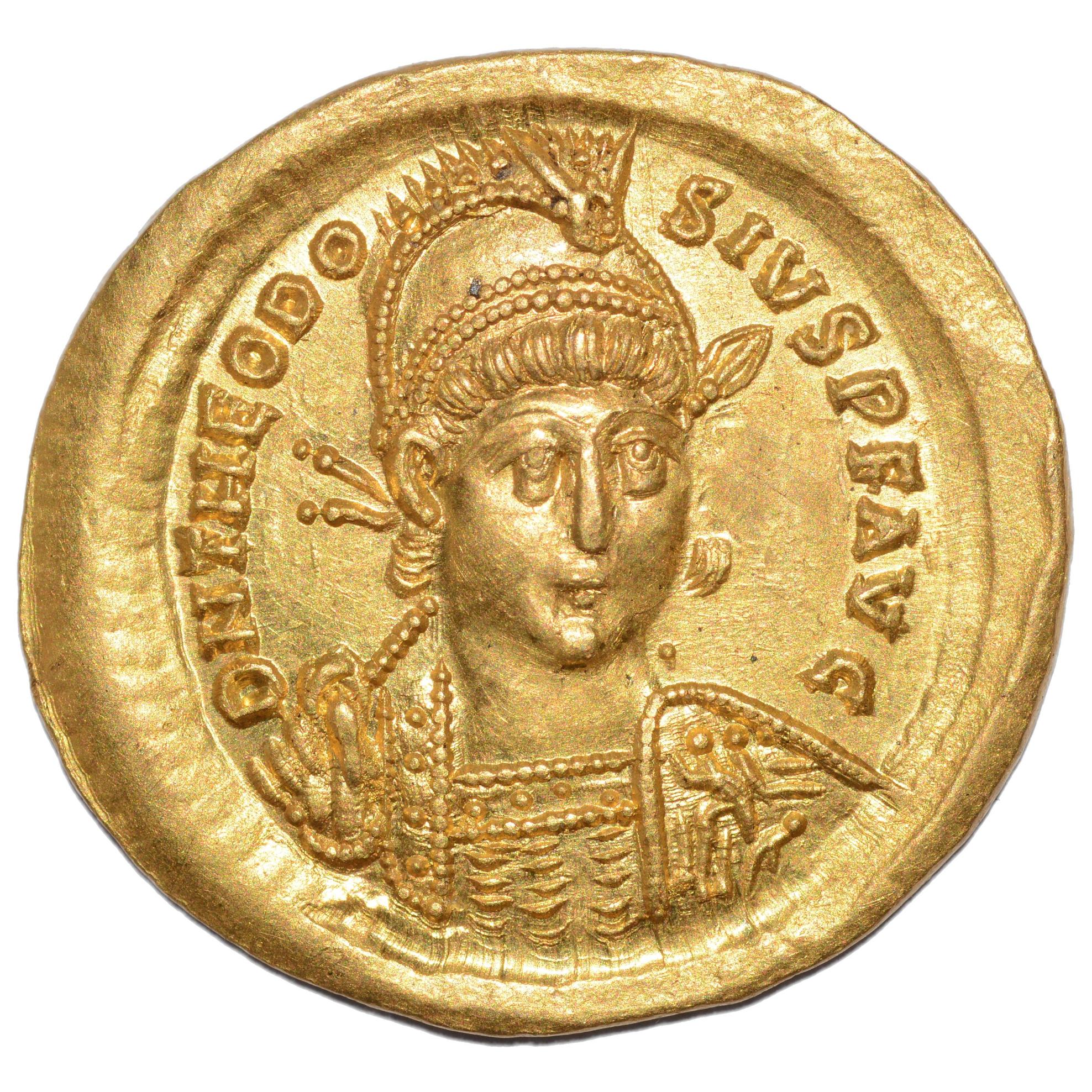 Theodosius II (402 - 450) Gold Solidus. Constantinople. Concordia - Premium Ancient Coins - Solidus