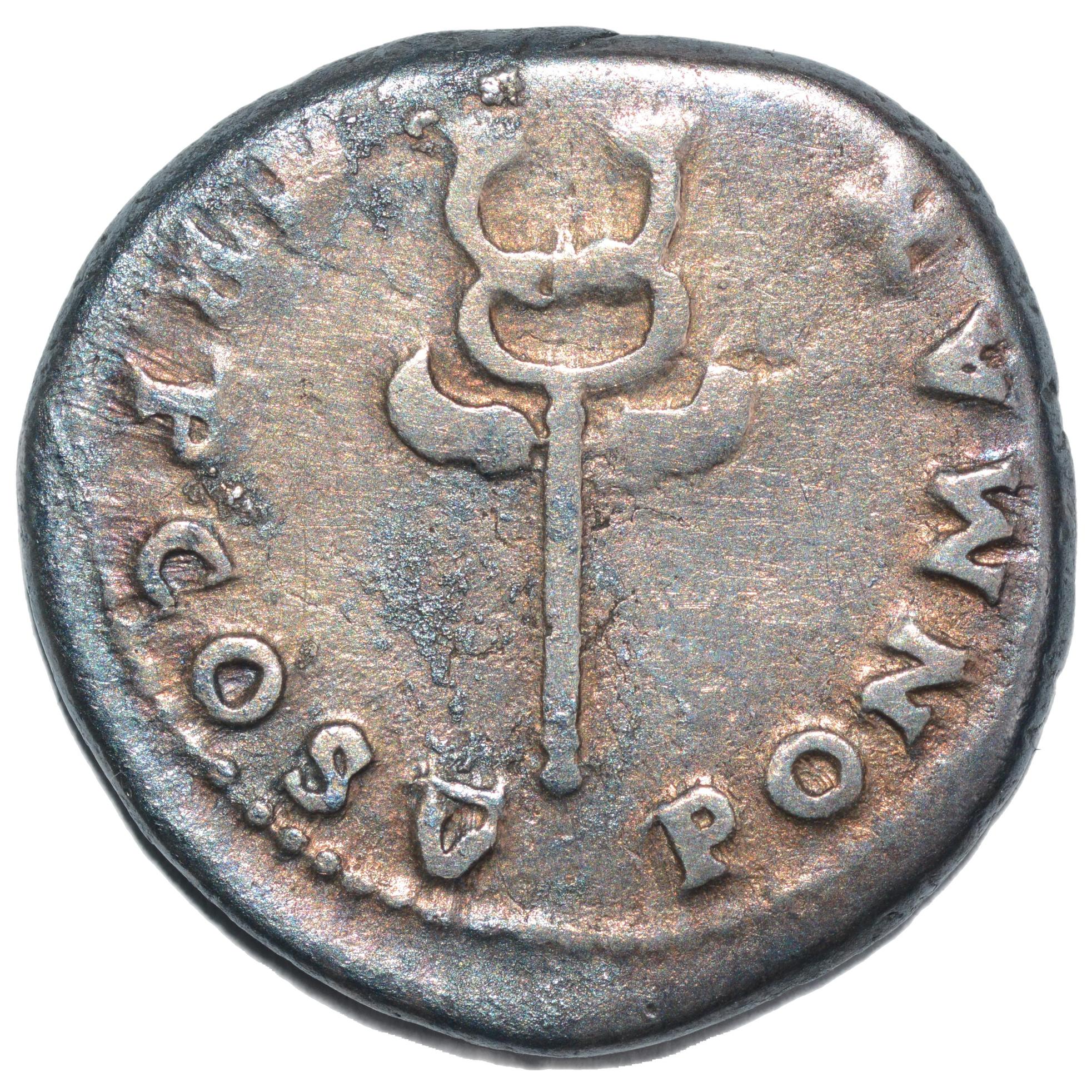 Vespasian 69 - 79AD AR Denarius. Rome. Pon Max. Winged Caduceus - Premium Ancient Coins - none