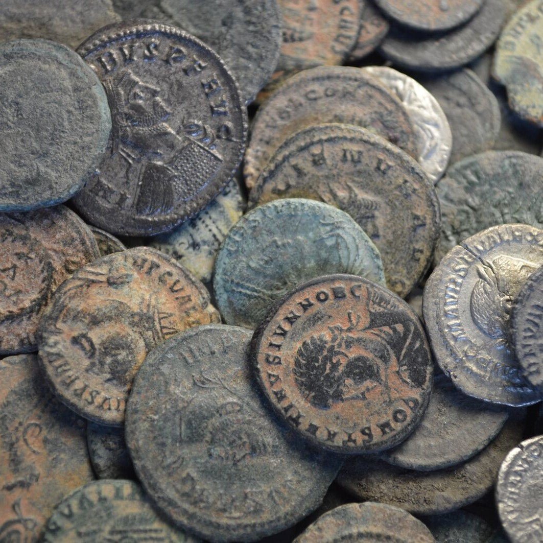 10 Genuine HIGH QUALITY UNCLEANED ROMAN COINS. Silver coin Included! Free cleaning tool - Premium Ancient Coins - Lot