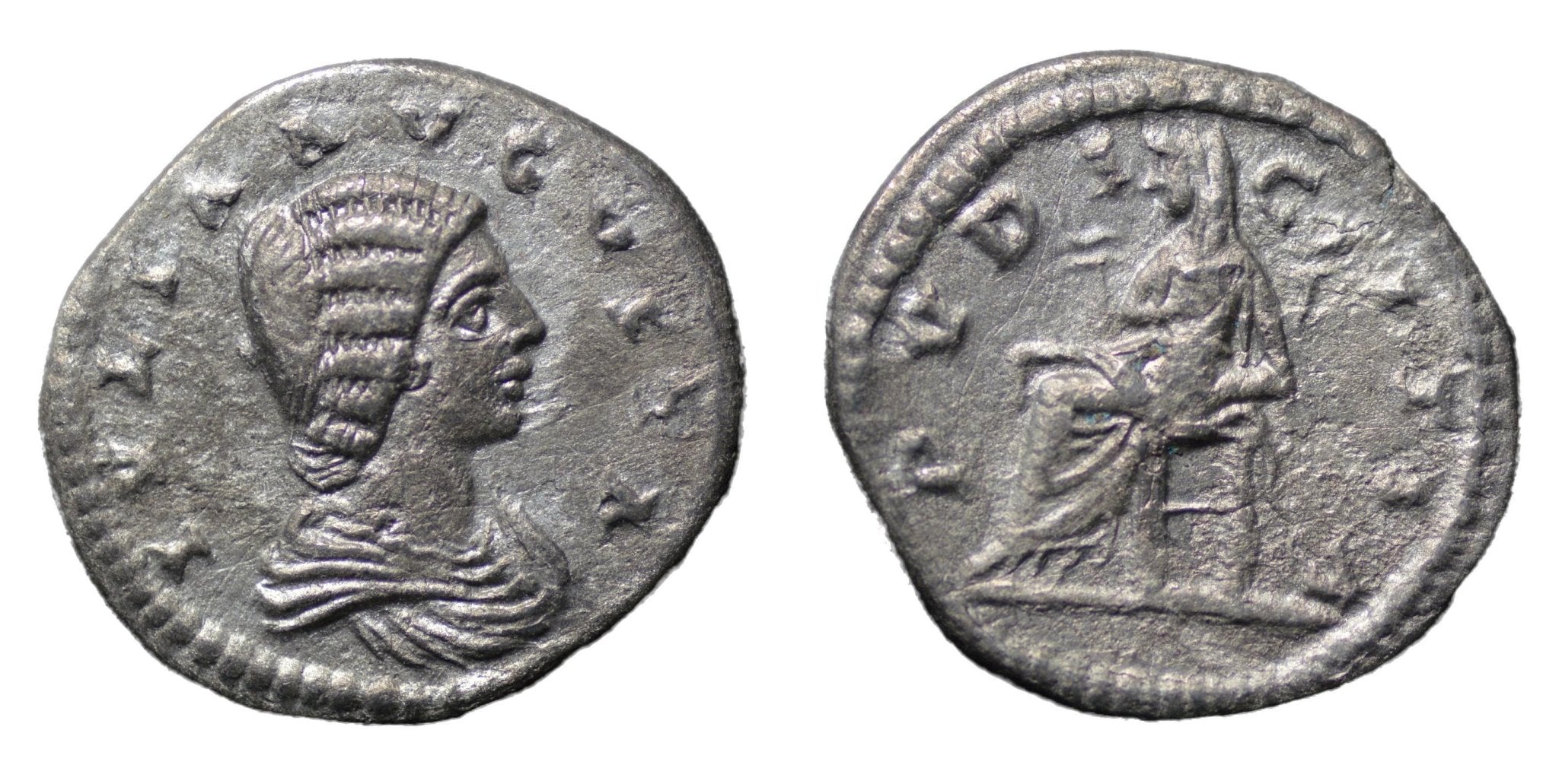 Julia Domna 196-211AD AR Denarius Rome. Pudicitia - Premium Ancient Coins - denarius