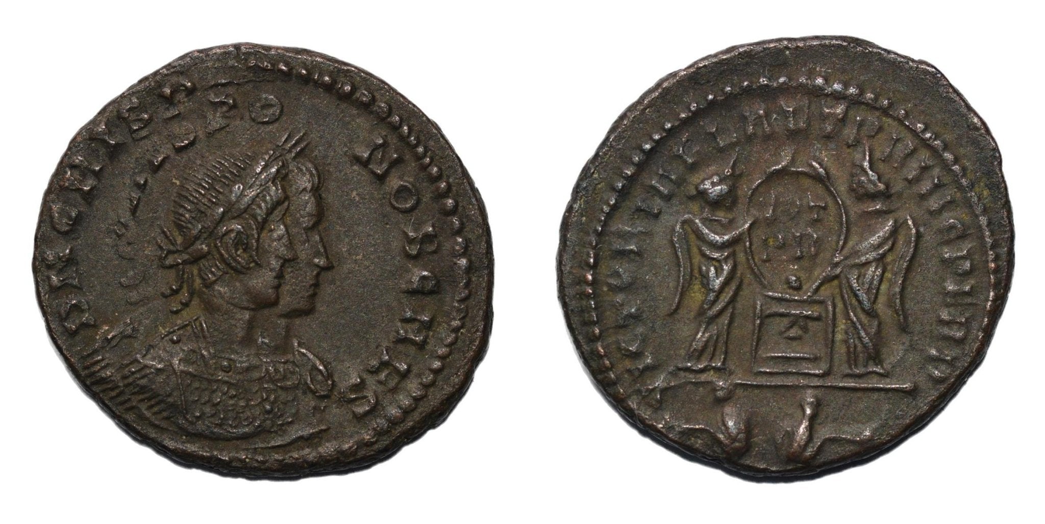 Crispus 317 - 326AD AE Follis. Double Strike error. Victory - Premium Ancient Coins - follis