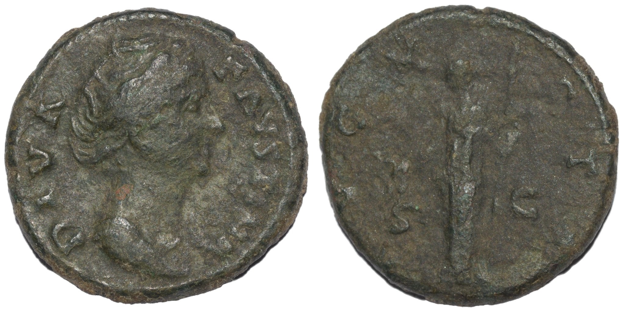 Diva Faustina 141AD AE As. Rome. Augusta. Uncleaned - Premium Ancient Coins - As