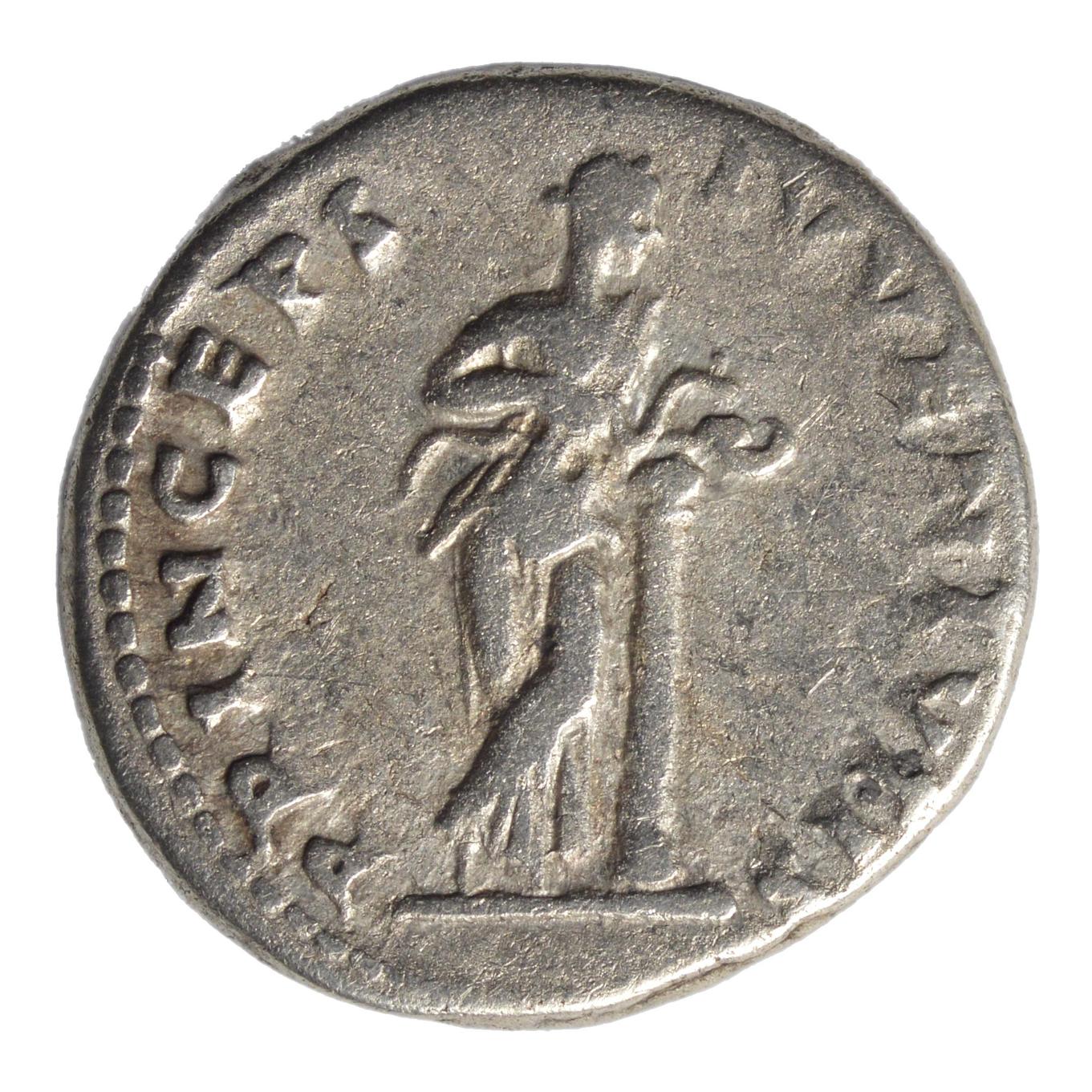 Domitian 81-96AD AR Denarius. Rome. Princeps Juventus - Premium Ancient Coins - denarius
