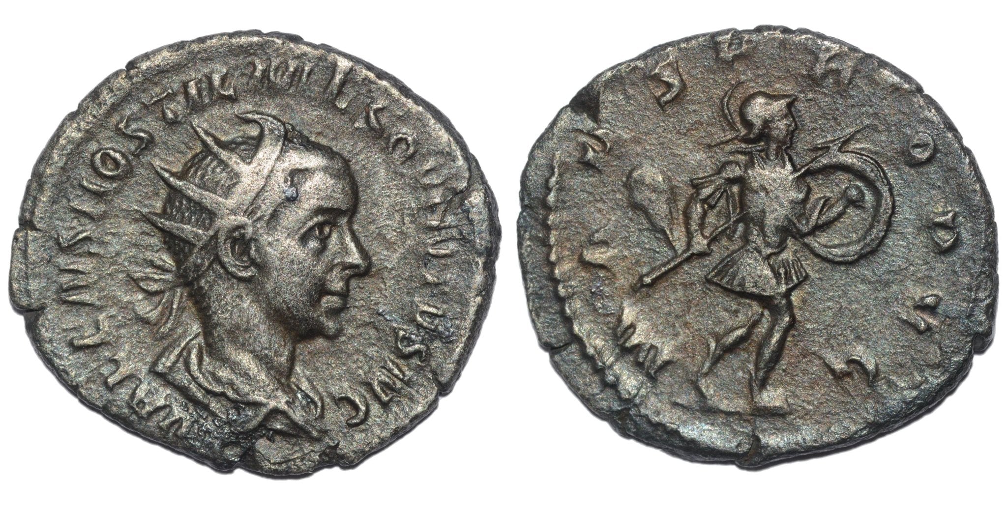 Hostilian 251AD AR Antoninianus. Rome Mint. Mars - Premium Ancient Coins - Antoninianus