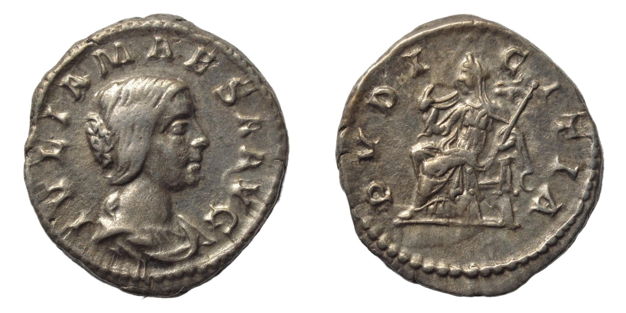 Julia Maesa 218-222AD AR Denarius Rome. Pudicitia - Premium Ancient Coins - denarius
