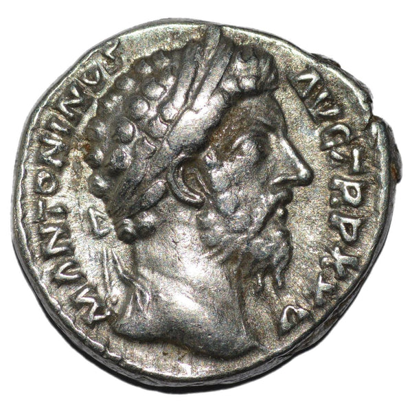 Marcus Aurelius 161-180AD AR  Denarius. Rome. Mars