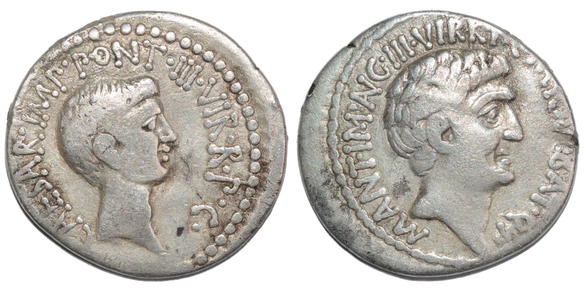 Mark Antony and Octravian. 41BC. AR Denarius. Imperatorian Military Mint - Premium Ancient Coins - none