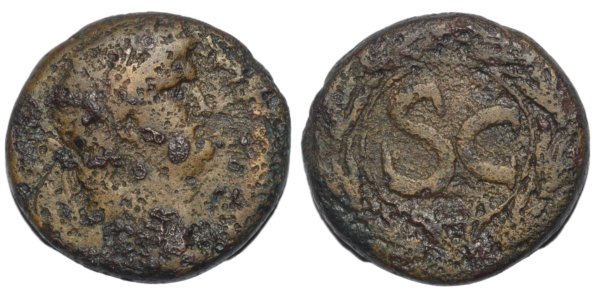 Nero 54 - 68AD AE Provincial. SC with wreath - Premium Ancient Coins - As