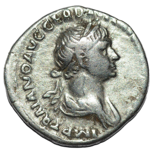 Trajan 98-117AD AR Denarius. Rome. Genius