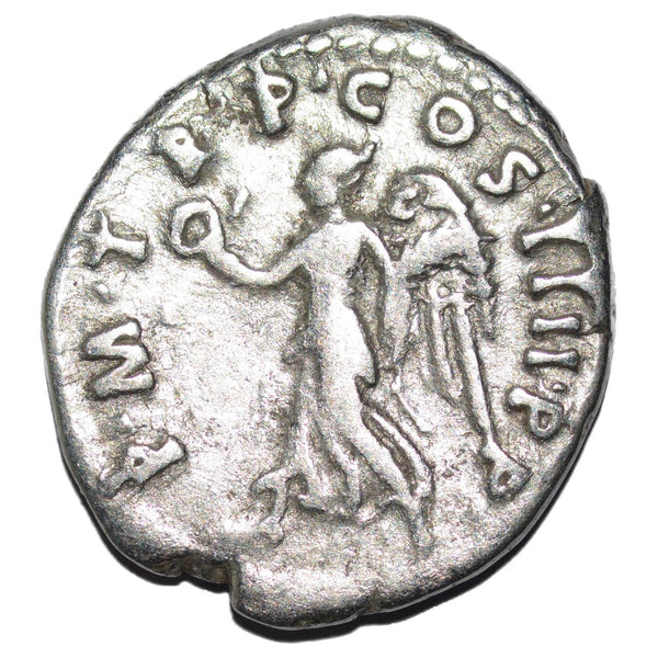 Trajan 98-117AD AR Denarius. Rome. Victory - alternate view