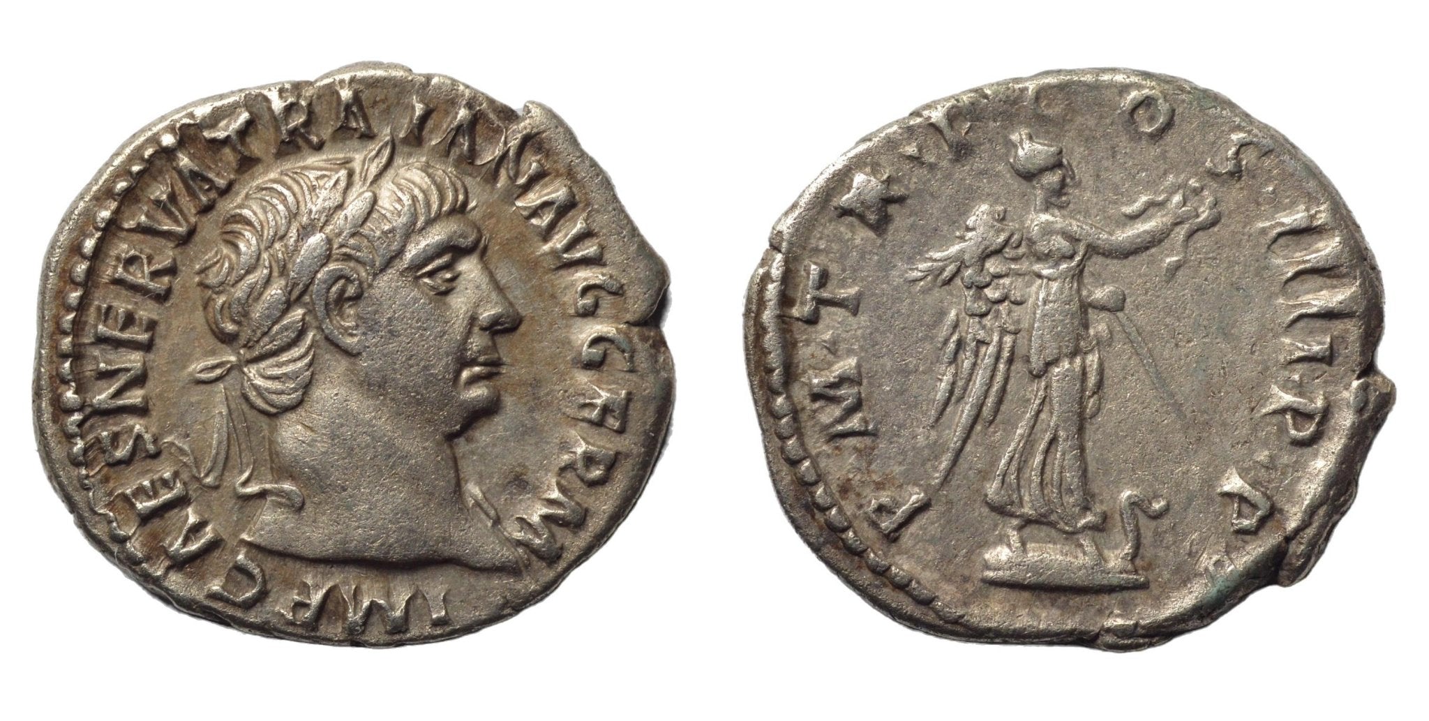 Trajan 98-117AD AR Denarius. Rome. Victory - Premium Ancient Coins - denarius