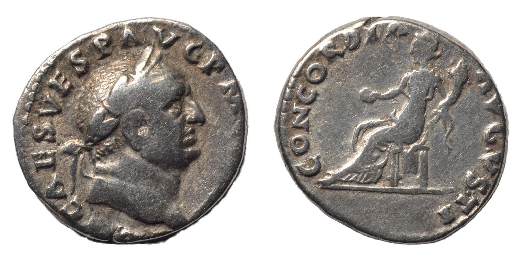 Vespasian 69-79AD AR Denarius. Rome. Concordia