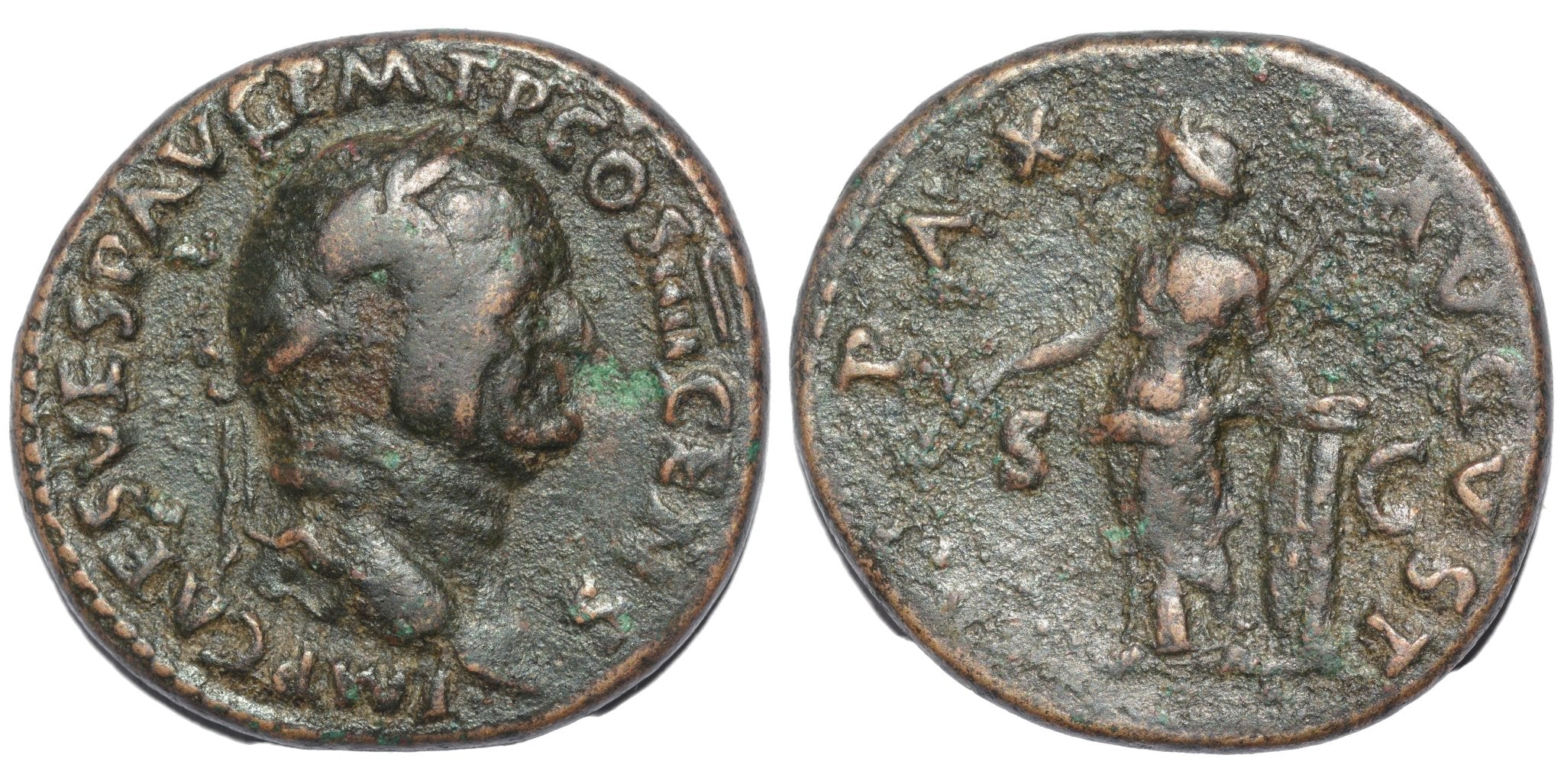 Vespasian 74AD AE As. Pax - Premium Ancient Coins - As