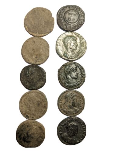 10 Genuine HIGH QUALITY UNCLEANED ROMAN COINS. Silver coin Included! Free cleaning tool - Premium Ancient Coins - Lot