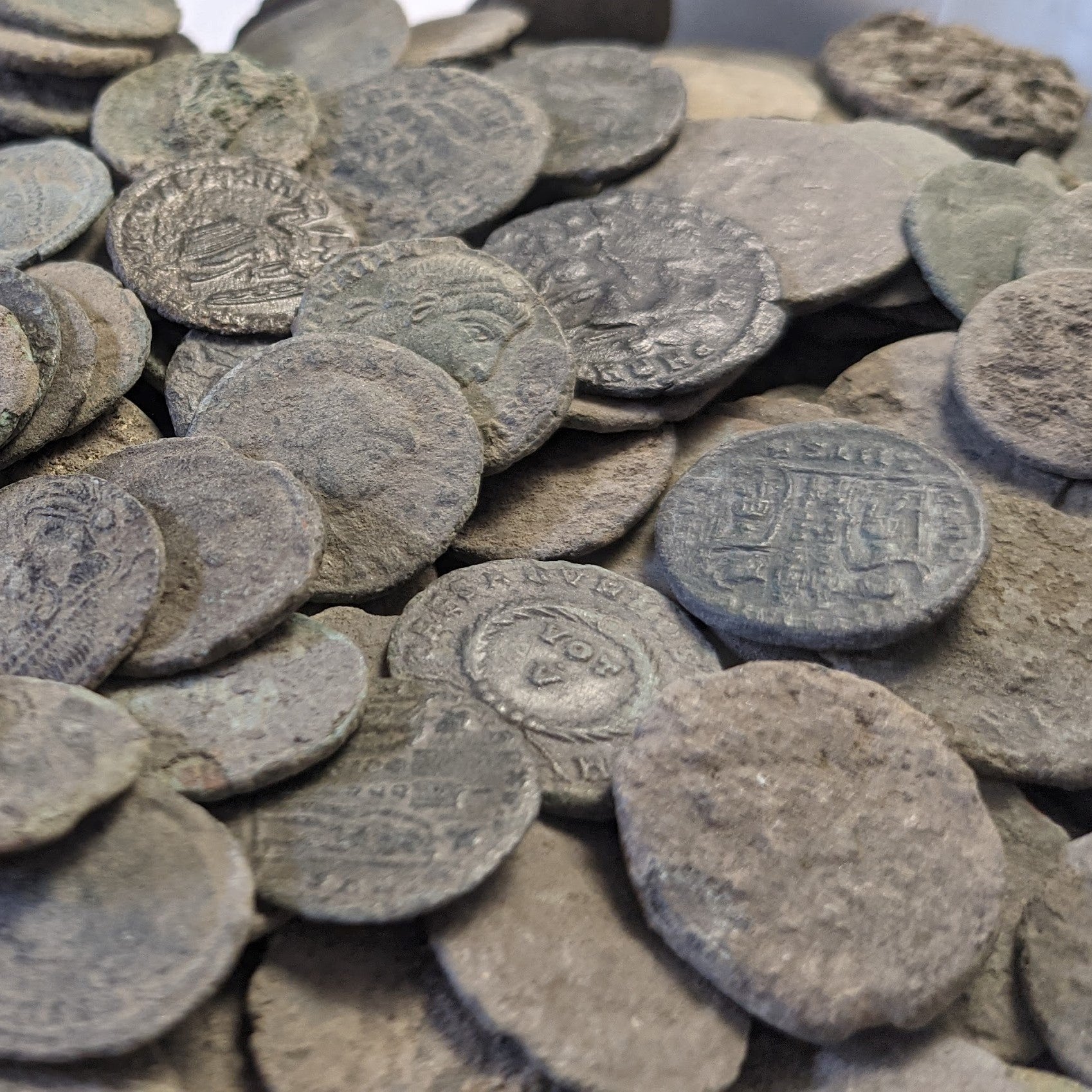 10 Uncleaned Ancient ROMAN BRONZE COINS. Genuine! 1600+ YEARS OLD - Detail Guaranteed - Premium Ancient Coins - Lot