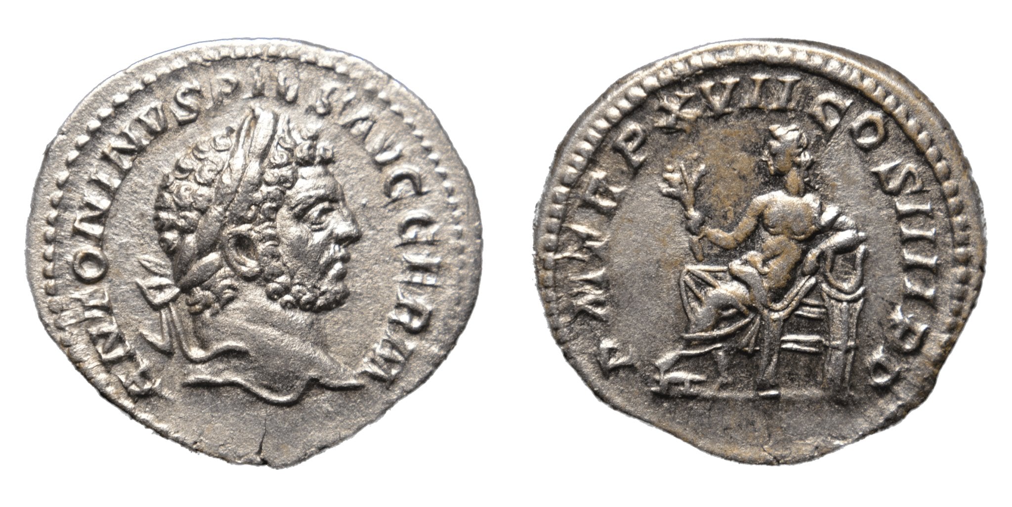 Ancient Roman denarius Caracalla, 198-217 (C254) top