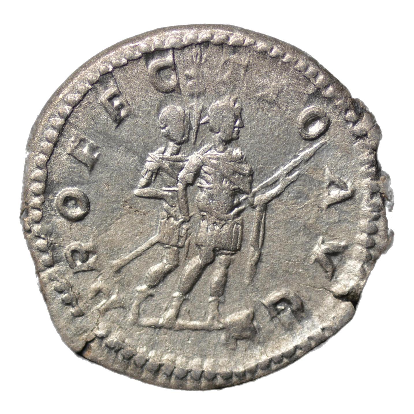 Caracalla 198-217AD AR Denarius Rome. Caracalla with Soldier - Premium Ancient Coins - denarius