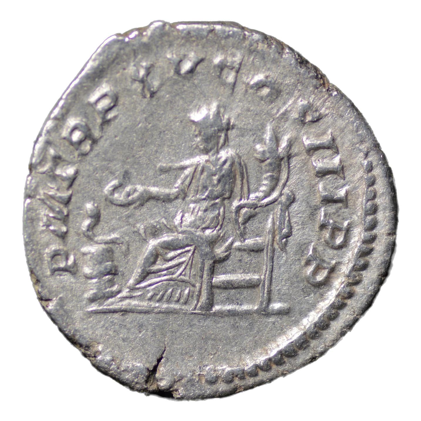Caracalla 198-217AD AR Denarius Rome. Salus feeding Snake - Premium Ancient Coins - denarius