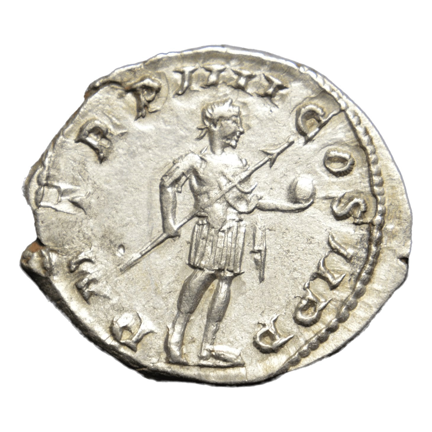 GORDIANUS lll (PIUS) CERTIFIED!!!! Ancient Roman Emperor featured on a Silver Antoninianus (ric 83) V-fine cdn. (Roman Imperial hot Coinage)!!!!