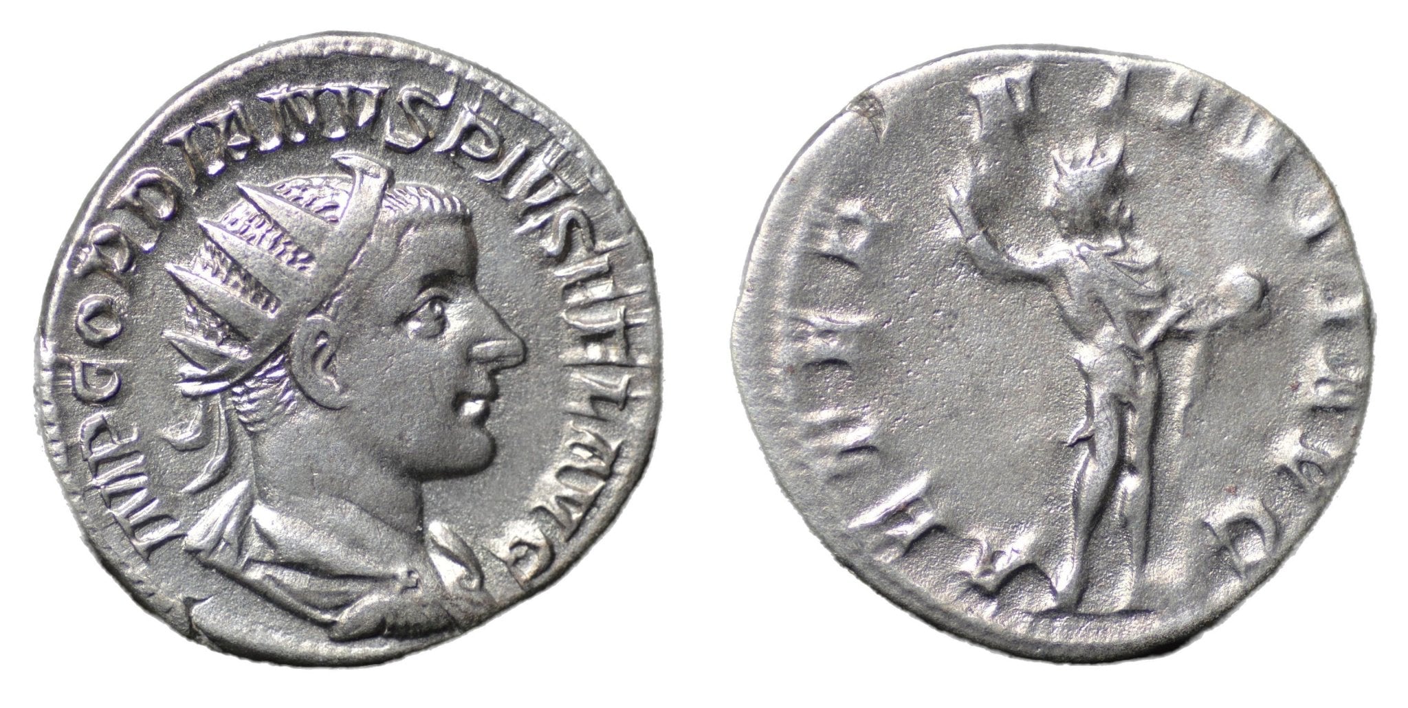 Gordian III 238-244AD AR Antoninianus Rome. Sol holding globe - Premium Ancient Coins - denarius