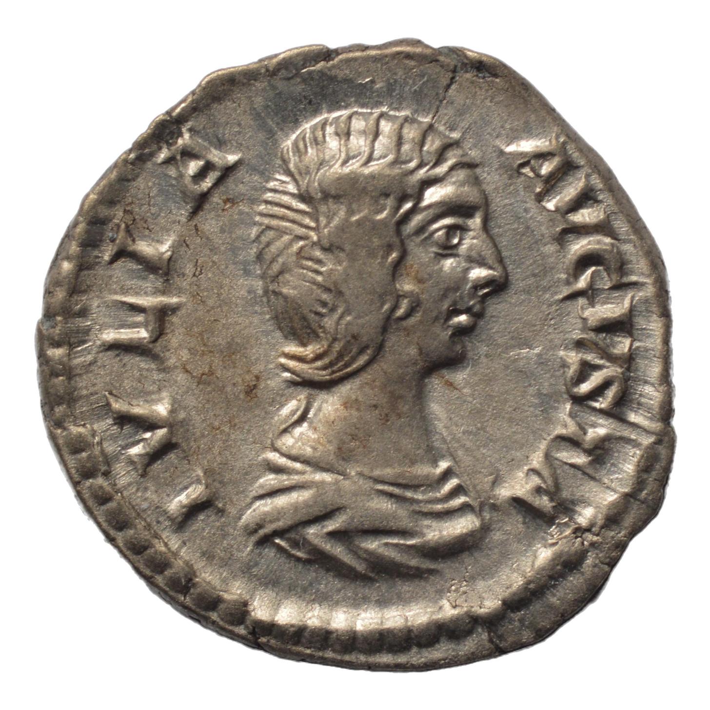 Julia Domna 196-211AD AR Denarius Rome. Vesta - Premium Ancient Coins - denarius
