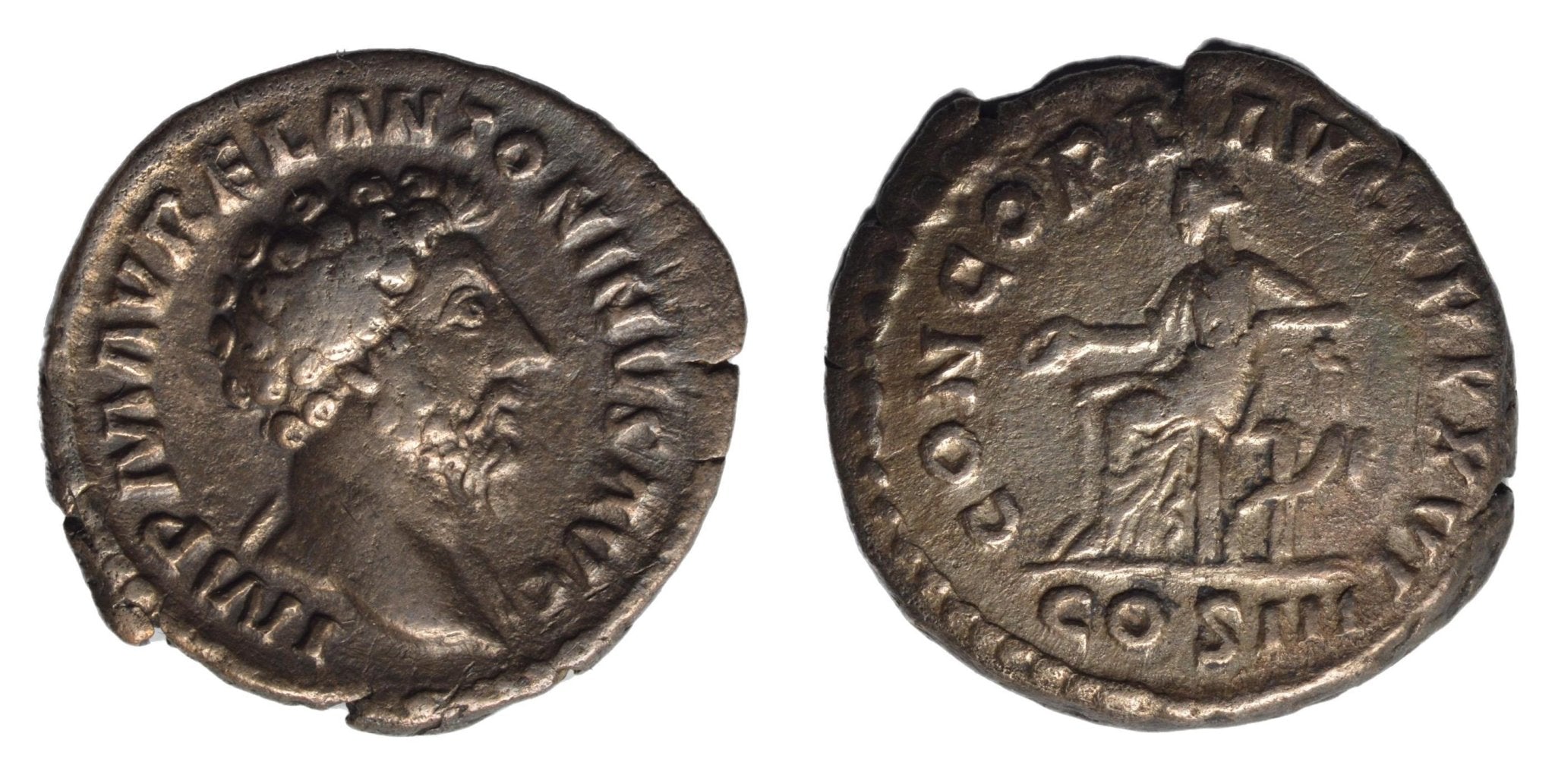 Marcus Aurelius 161-180AD AR Denarius. Rome. Concordia - Premium Ancient Coins - Denarius