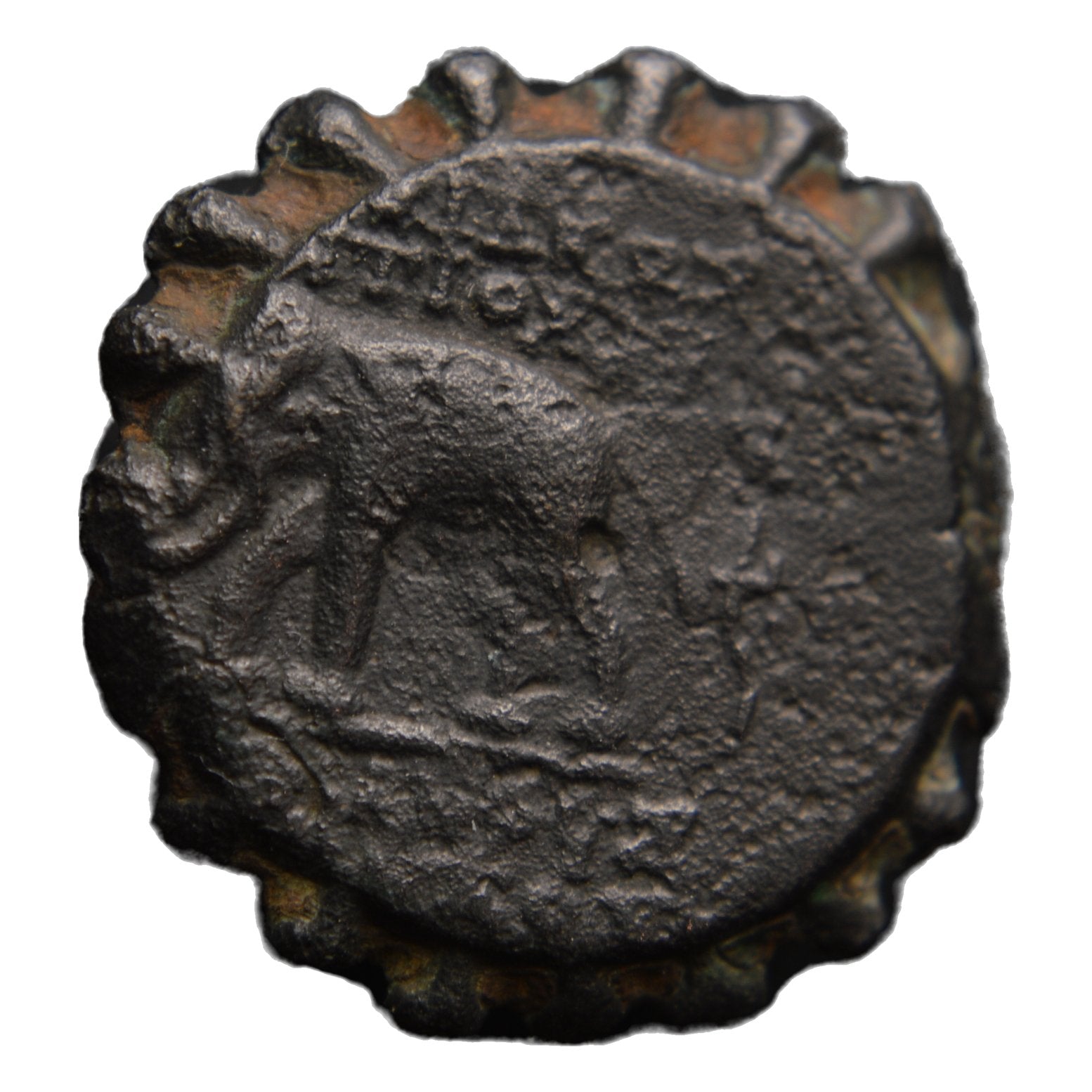 Seleukid Kings, Antiochos VI (144-141 BC). Æ Serrate. Elephant - Premium Ancient Coins - none