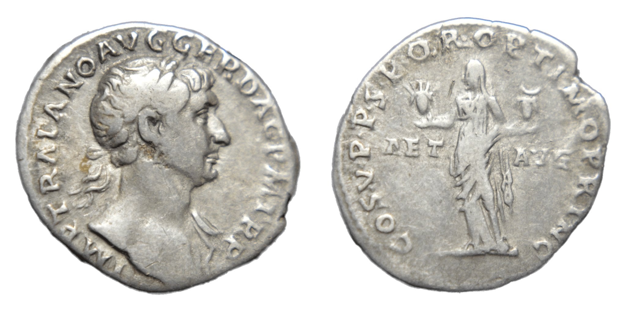Trajan 98-117AD AE Denarius Rome - Aeternitas - Premium Ancient Coins - Denarius