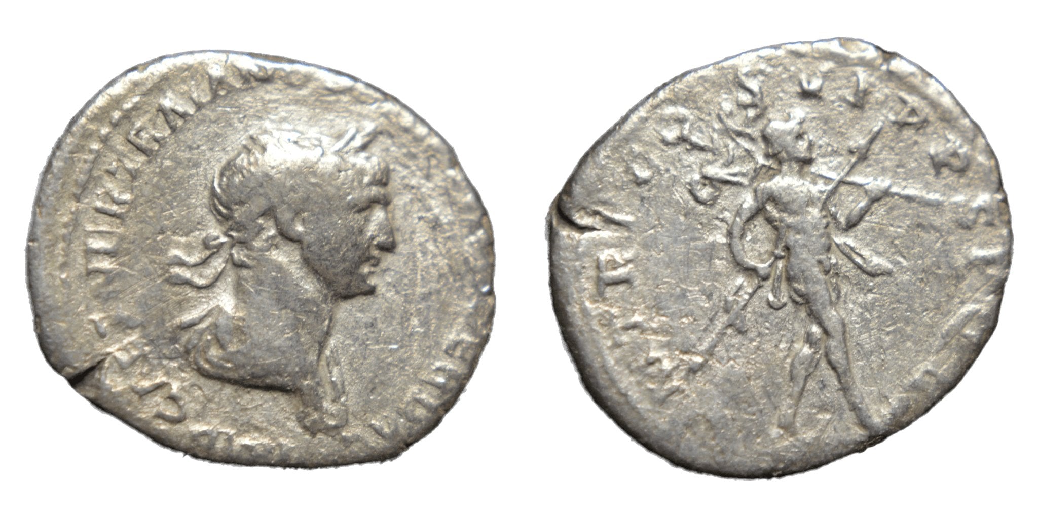 Trajan 98-117AD AE Denarius Rome. Mars Reverse - Premium Ancient Coins - Denarius