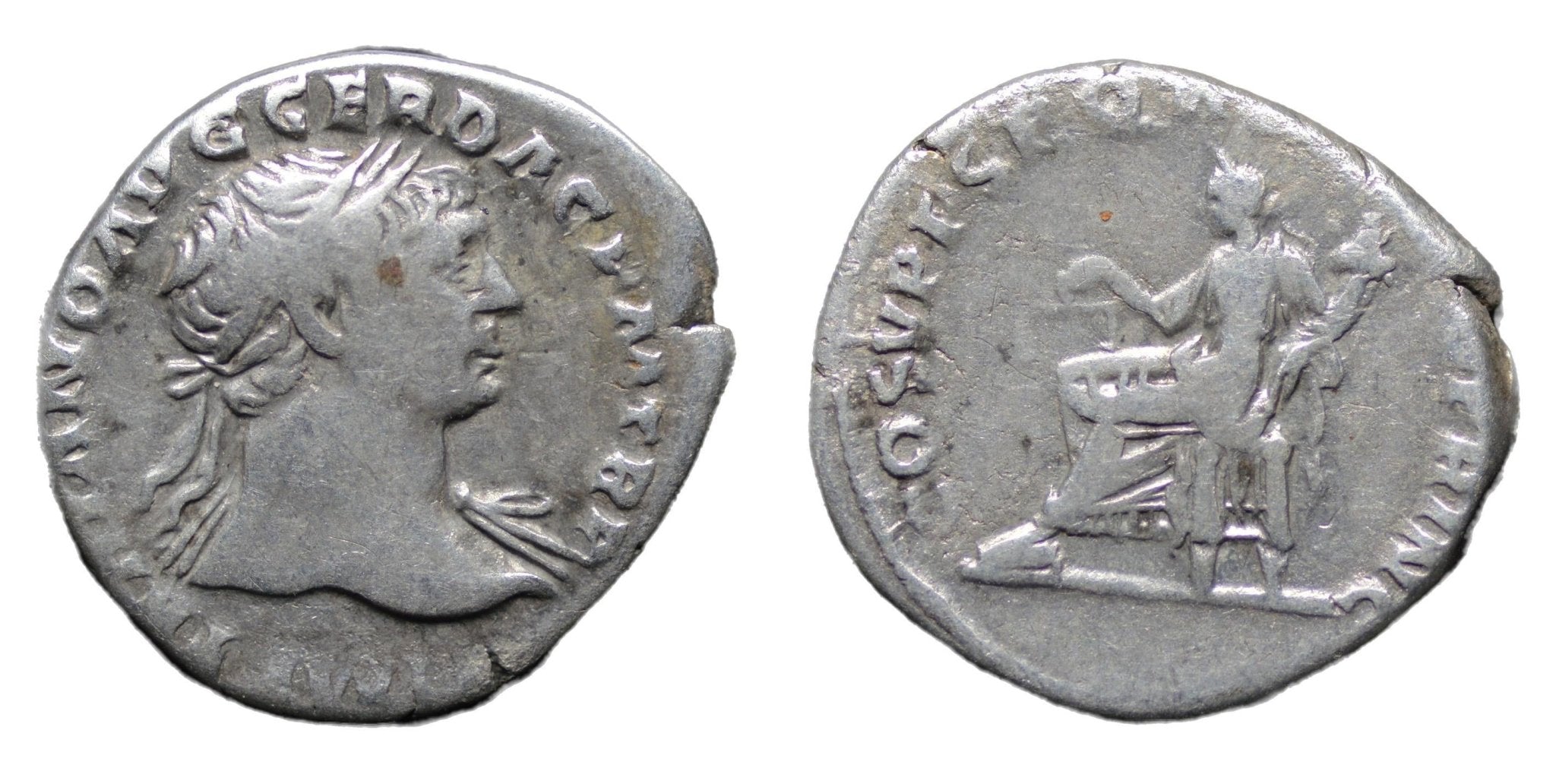 Trajan 98-117AD AR Denarius Rome. Aequitas - Premium Ancient Coins - denarius