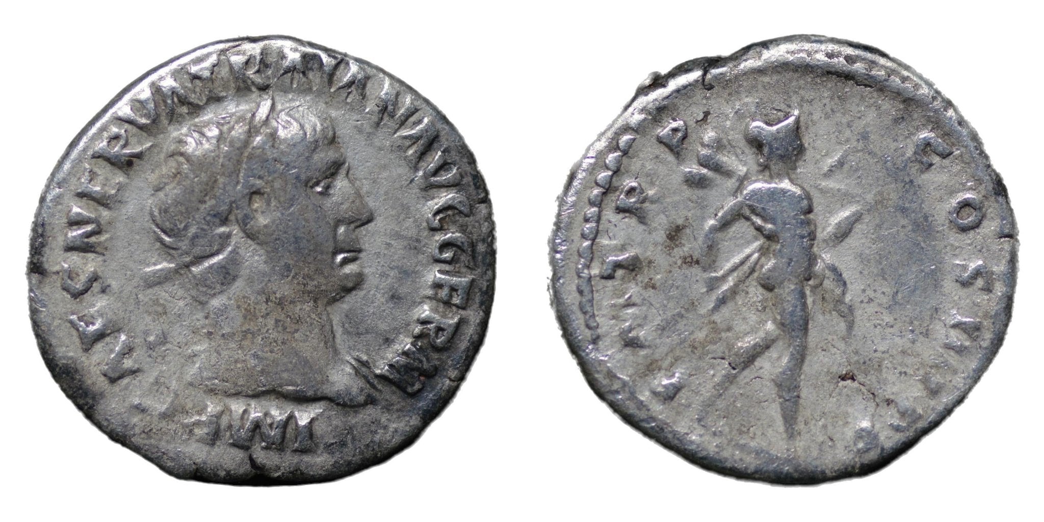 Trajan 98-117AD AR Denarius Rome. Mars - Premium Ancient Coins - denarius
