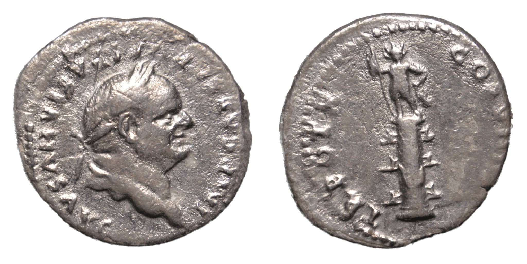 Vespasian 69-79AD - Rome. AR Denarius - Sol on Column - Premium Ancient Coins - denarius